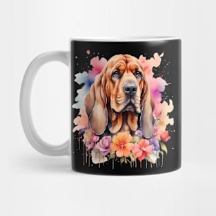 A bloodhound decorated with beautiful watercolor flowers Mug